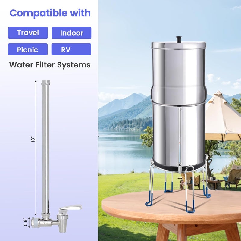 Amwater Stainless Steel 13 Inch Sight Glass Spigot,Compatible with the berkey Gravity-Fed Water Filtration System, Clear View Water Level with Red Floating Ball(Comfortable arc Stainless Steel handle) - Image 3